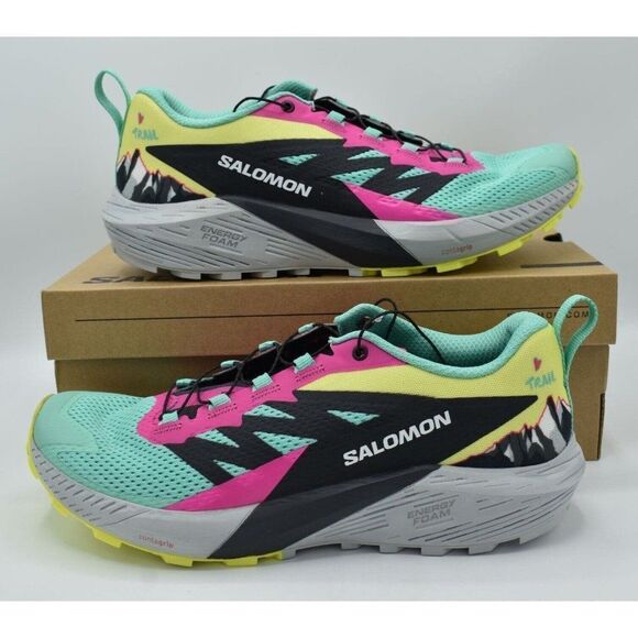 Salomon Womens Size 11 Sense Ride 5 Martina LTD Green Pink Train Running Shoes
